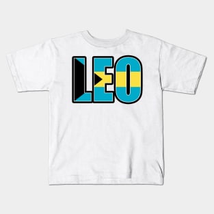 Leo Bahamian Horoscope Heritage DNA Flag Kids T-Shirt